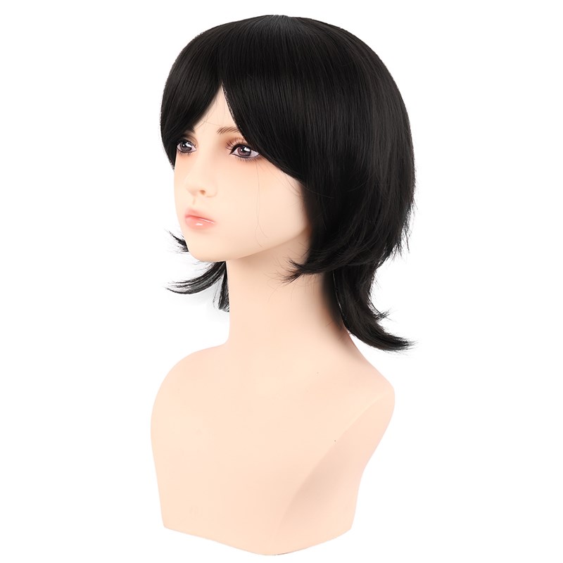 潼漫 cos假发黑色狼尾女短发万用40CM加长反翘毛娘造型高温丝