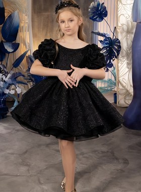 欧若拉儿童礼服定制女孩生日宴会短款公主裙主持人独唱钢琴演出服