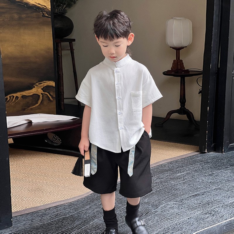 儿童新中式雕花马甲2024夏季新款男童国潮背心生日汉服礼服演出服