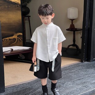 儿童新中式雕花马甲2024夏季新款男童国潮背心生日汉服礼服演出服