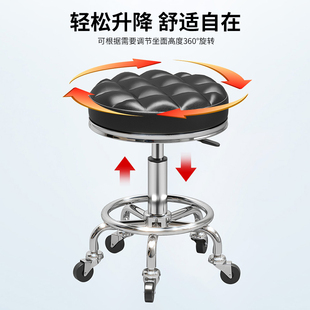 升降凳子靠背吧台椅加高美容高脚凳滑轮收银台旋转升降万向轮圆凳