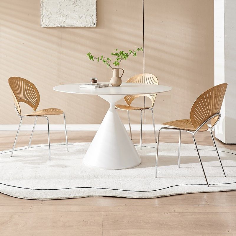 德利丰岩板圆形 纯白餐桌 家用小户型饭桌 白色温馨奶油风格 简约,住宅家具,岩板餐桌,淘宝优惠券,粉丝福利购,淘宝优惠卷