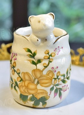 收纳笔筒陶瓷桌面摆件办公室创意收纳筒梳妆台收纳盒家居装饰品