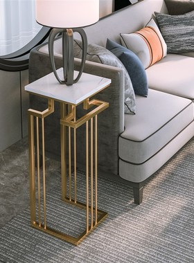 新中式客厅落地摆件装饰架 电视柜旁边置物架 轻奢沙发大理石花架