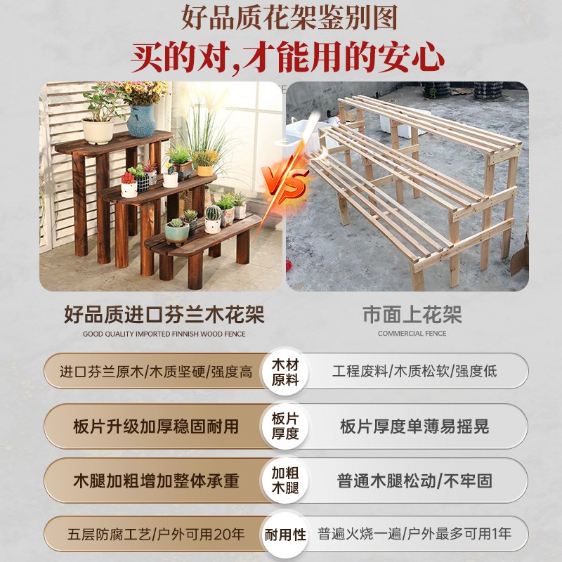 阳台防腐实木台阶摆花架子落地式阶梯式户外靠墙多肉花盆架置物架