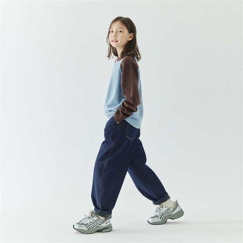 棵初2024年新款冬装女童不落色加绒牛仔裤中大童亲肤保暖锥形长裤