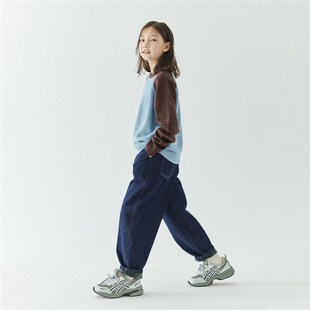 棵初2024年新款冬装女童不落色加绒牛仔裤中大童亲肤保暖锥形长裤