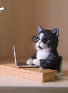 摸鱼猫 可爱创意橘猫咪办公桌面手办模型车内汽车摆件潮玩礼物