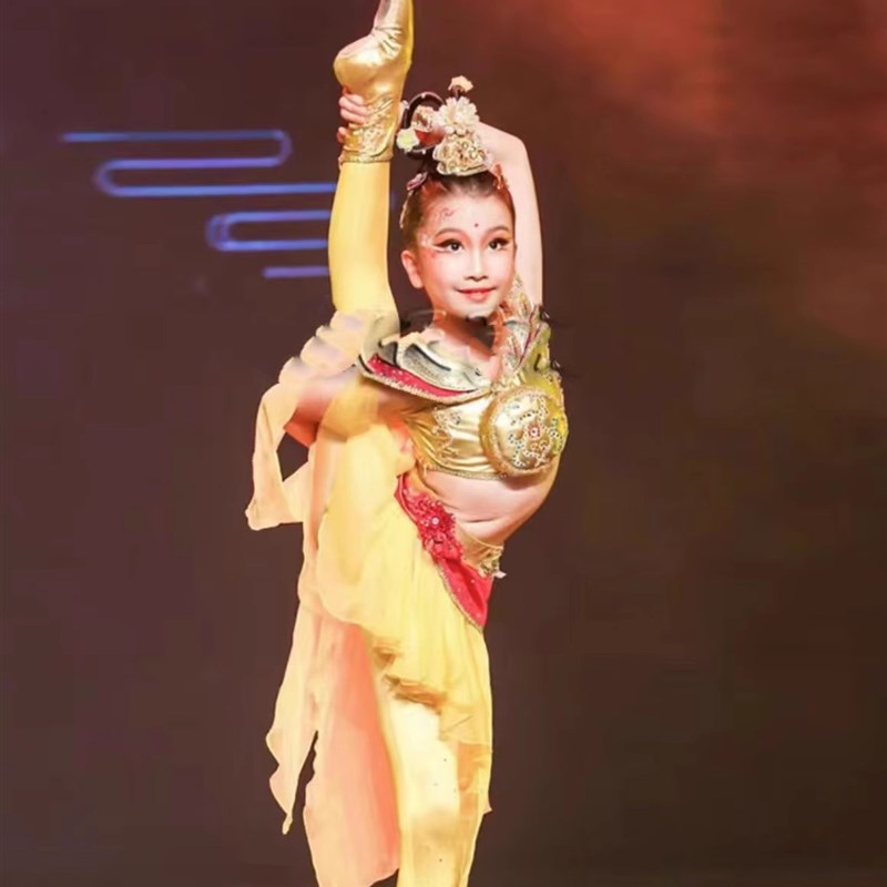 儿童敦煌舞蹈演出服少儿古典舞飞天乐舞表演服腰鼓异域风情民族服