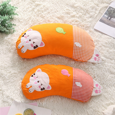 儿童荞麦枕头月牙型婴幼儿卡通纯棉枕套宝宝小孩防偏头定型抱枕