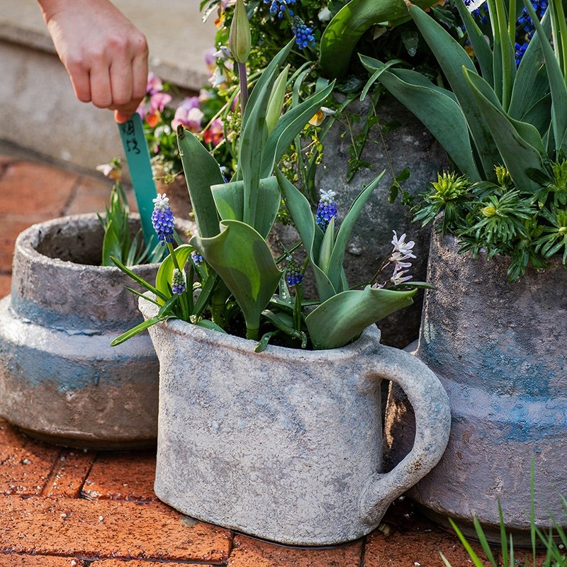 复古粗陶花盆多肉植物花器户外庭院装饰摆件陶盆透气陶瓷艺术创意