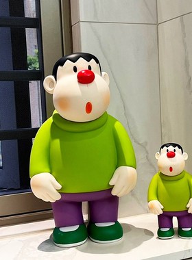 45CM大号创意歪头胖虎客厅落地玩偶家居酒柜电视柜摆件办公室装饰