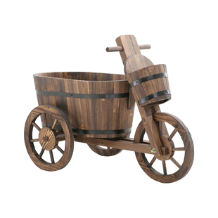 碳化防腐木花盆庭院户外种植花箱阳台实木花架创意木质小花车花槽