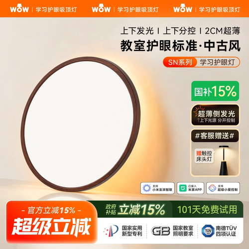 wow中古风卧室吸顶灯-上下光分控
