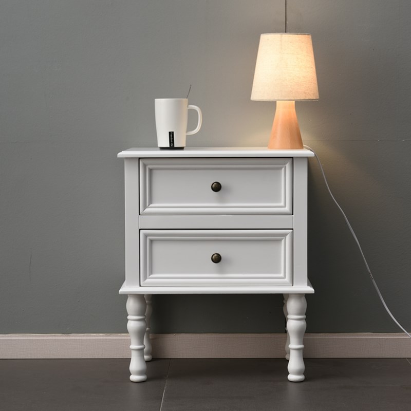 全实木床头柜简约现代卧室迷你小型白色35/40/45cm简易美式收纳柜