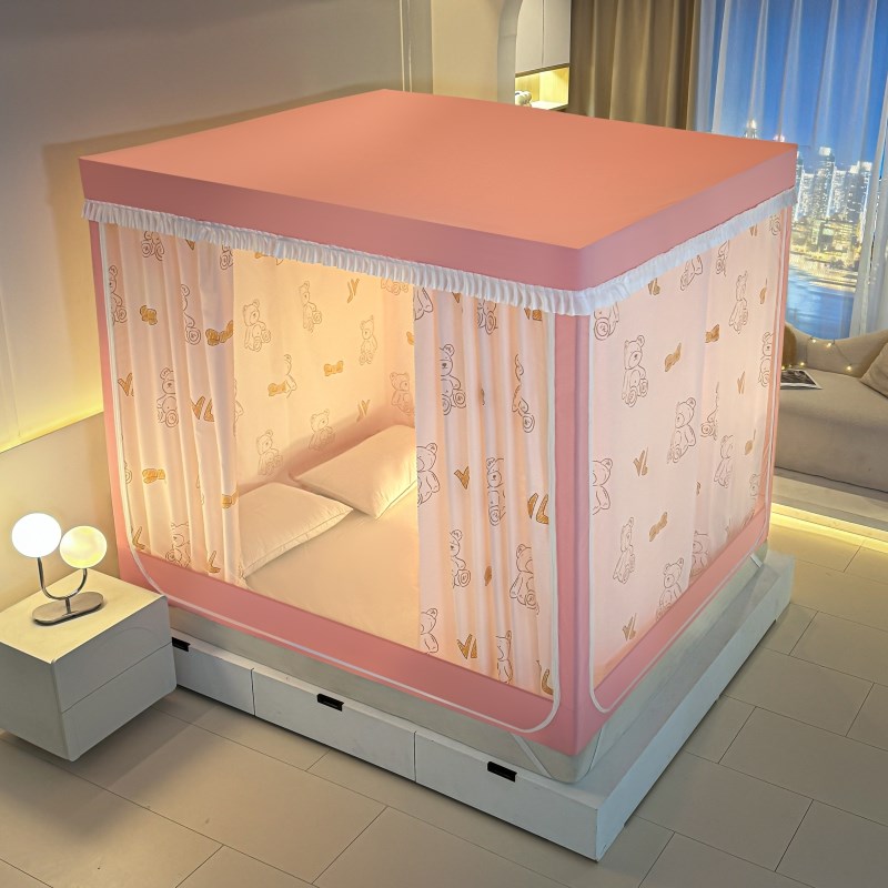 儿童小房子四面遮光门帘蚊帐卧室双人加大床围栏帐篷空调挡风回底
