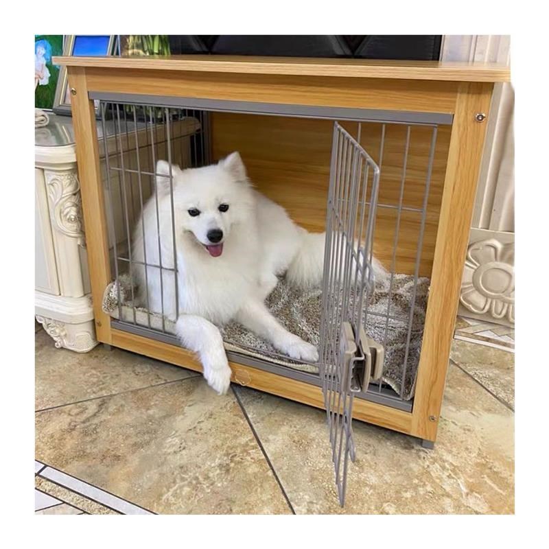 宠物用品木质狗笼子室内狗别墅中小型猫犬屋钢木狗窝围栏栅栏