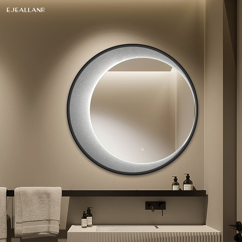 圆形镜子化妆室壁挂式厕所洗手间洗漱桌镜子带灯浴室圆镜智能镜