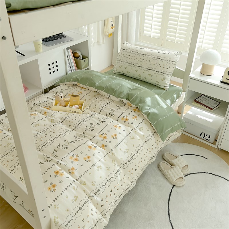 大学生宿舍床上用品三件套100纯棉被套床单寝室上下铺单人0.9米床