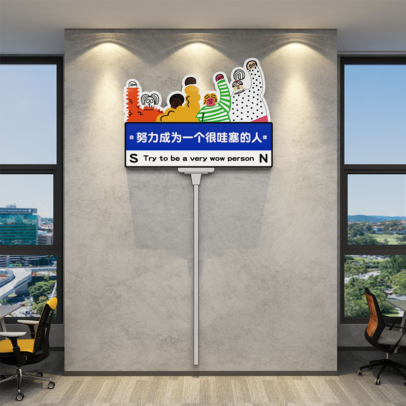 办公室墙面装饰贴画氛围高级感企业文化公司励志标语背景布置618