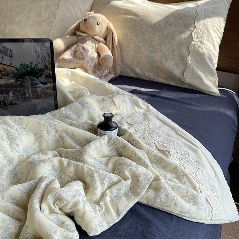 A类母婴级纯棉夏凉被双层纱碎花夏季100全棉空调被四件套棉花被子