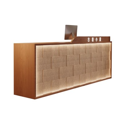 定制网红原木吧台桌收银台餐饮店服装饭店奶茶理发专用前台接待柜