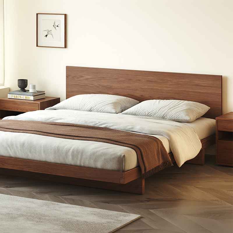 橡木儿童床全实木床1.5米1.8米胡桃色简约现代次卧成人主卧双人床