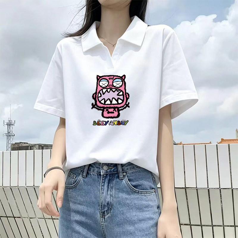 polo领短袖t恤女装2026夏季韩版纯棉打底衫宽松大码胖mm上衣ins潮