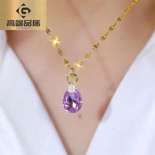 轻奢小众百搭ins风锁骨链颈链 气质高级感灵动紫水晶项链2025新款