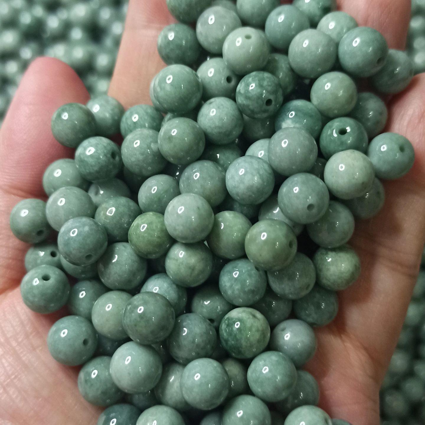 天然翡翠危料蓝水圆珠散珠卡8mm