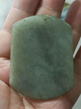 78缅甸天然翡翠吊坠平安无事牌卡54X42mm左右玉石玉牌满48元包邮