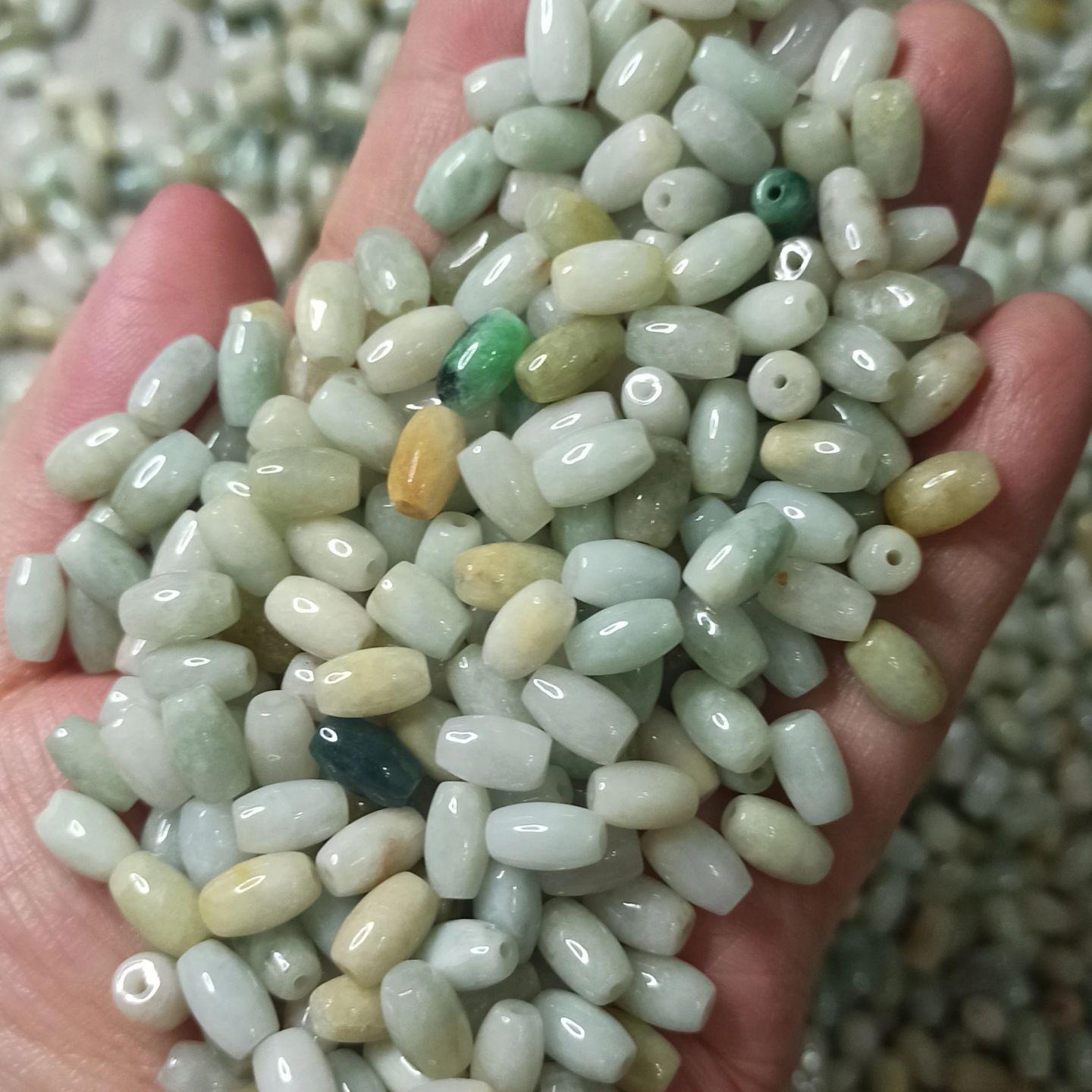 天然翡翠杂色小米珠长筒路路通