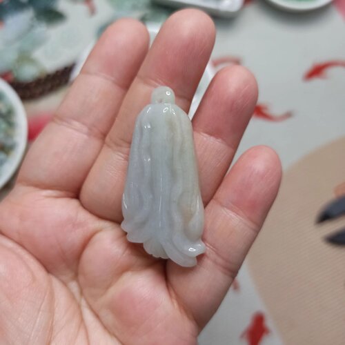 天然翡翠吊坠白菜百财洒金杂色