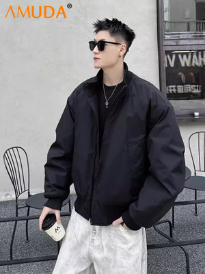 潮牌美式立领飞行外套男士夹克2025新款春秋冬季痞帅休闲棉服男款