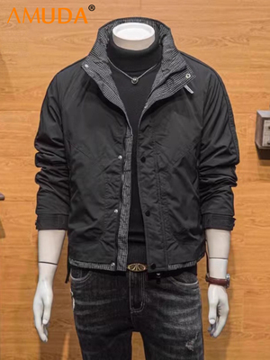 高端夹克外套男士春秋冬季2025新款潮牌立领短款覆古时尚上衣男款