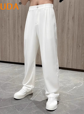 白色休闲西裤男士2025新款春秋冬季男裤直筒垂感裤子男款夏季薄款