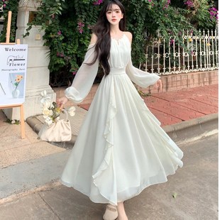 微胖mm法温柔风仙s女超仙连衣裙高级感法式 大码 气质海边度假长裙