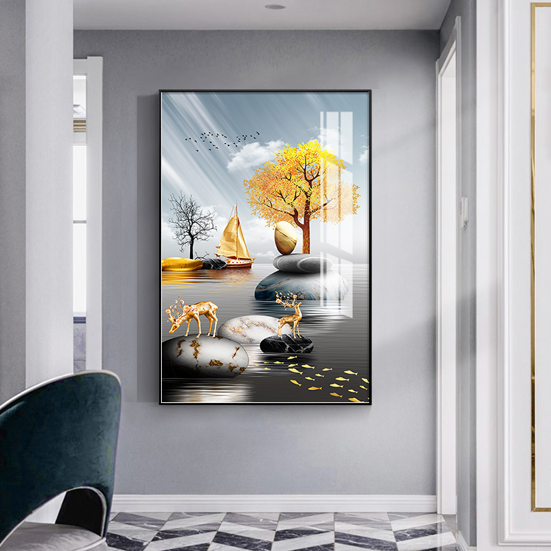 现代客厅装饰画简约正对门玄关过道走廊挂画歺厅单幅餐厅墙面壁画