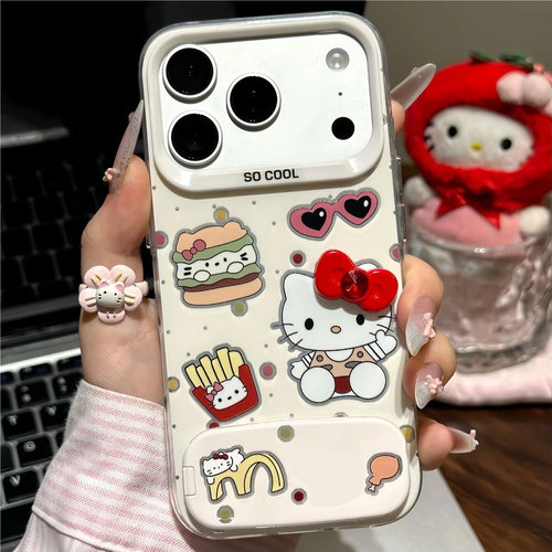 适用iPhone17薯条小猫支架手机壳