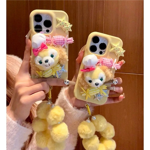 适用苹果17/16ProMax可爱毛绒饼饼手机壳红米K90新款note15pro情侣vivox300/200小众小米17/15秋冬保护套女款