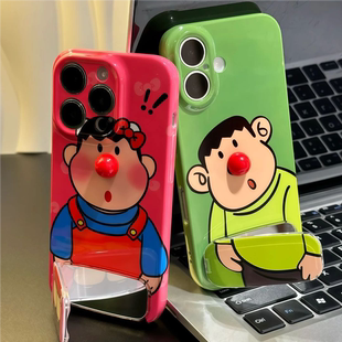 适用于iPhone16/17promaxins风红鼻男孩女孩情侣手机壳华为pura80/70卡通mate70新款小米15/14小众nova14软壳