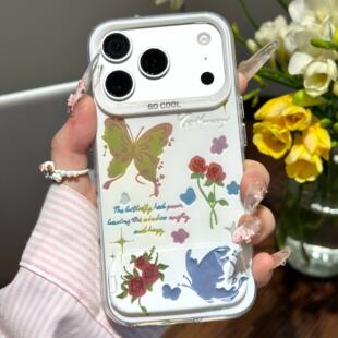 适用iPhone17/16promax小众ins风玫瑰蝴蝶手机壳华为mate80/p80小清新小米17pro高颜值vivoS50软壳FindX9防摔