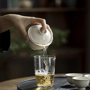 折扣价 草木灰拉纹瓷盖碗功夫茶具作家用茶碗文人器陶手泡茶手