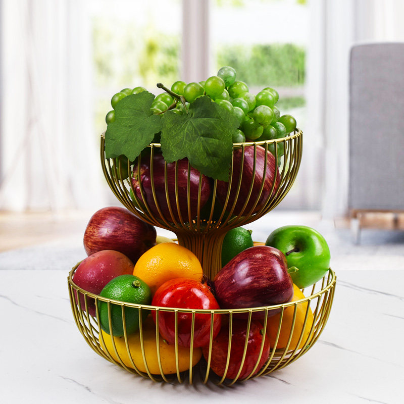 大容量水果盘家用客厅双层水果篮创意糖果零食多层欧式铁艺收纳筐,餐饮具,果盆/果盘/果篮,淘宝优惠券,粉丝福利购,淘宝优惠卷