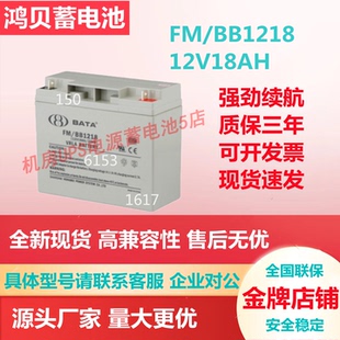 鸿贝蓄电池FM 12V18AH直流屏医疗设备免维护UPS电源机房 BB1218