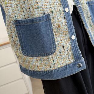 时尚 大码 洋气v领拼接小香风 新款 高货速发胖mm马甲背心女2025秋季