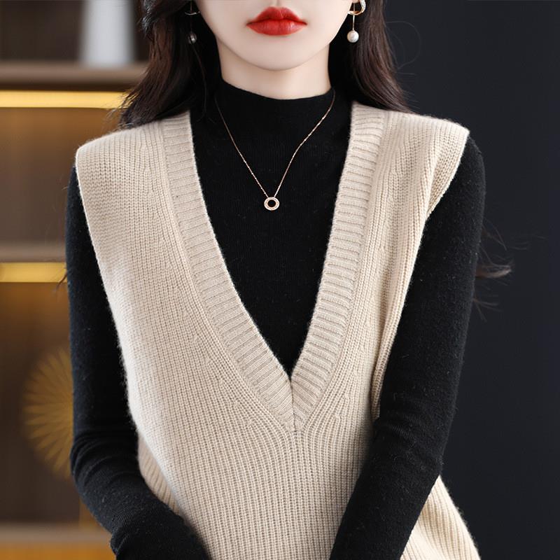 正货针织马甲女款今年流行坎肩两件套装女秋秋毛衣背心女外搭洋气