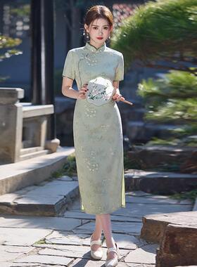 高货速发绿色新中式送考旗袍女2025年新款气质高端年轻款