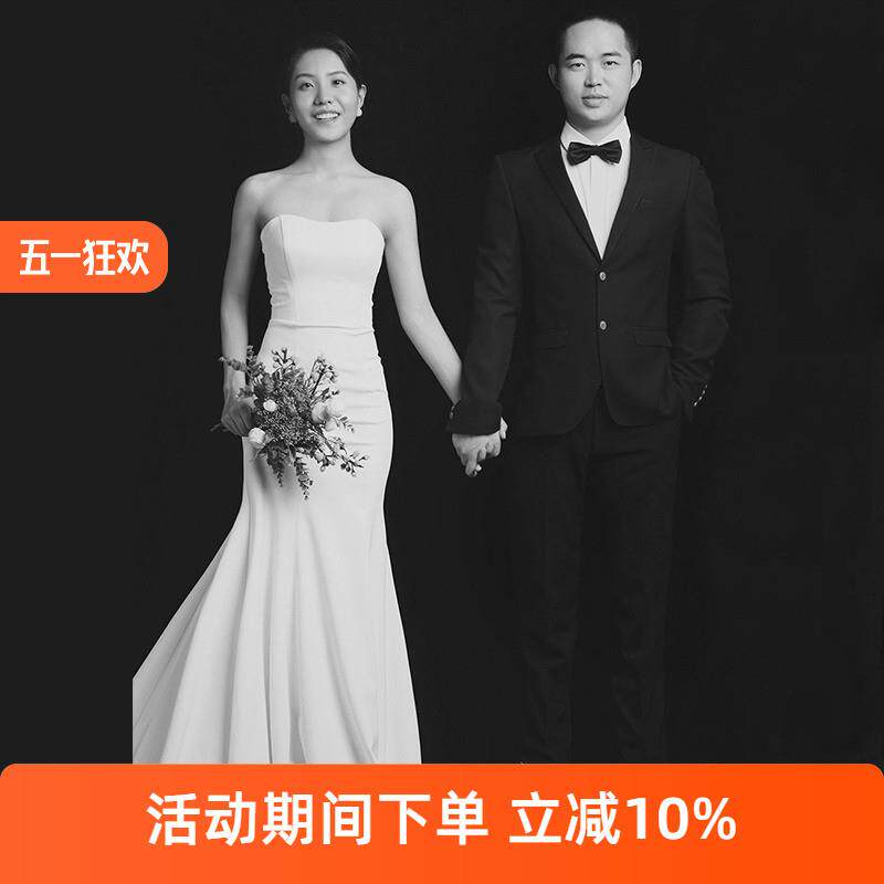 正货轻婚纱2023新款性感抹胸复古鱼尾宴会晚礼服修身显瘦结婚旅拍