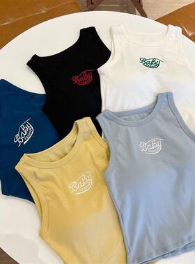 正货茵格雅Fashion白色字母运动百搭小背心工装风吊带女内搭外穿